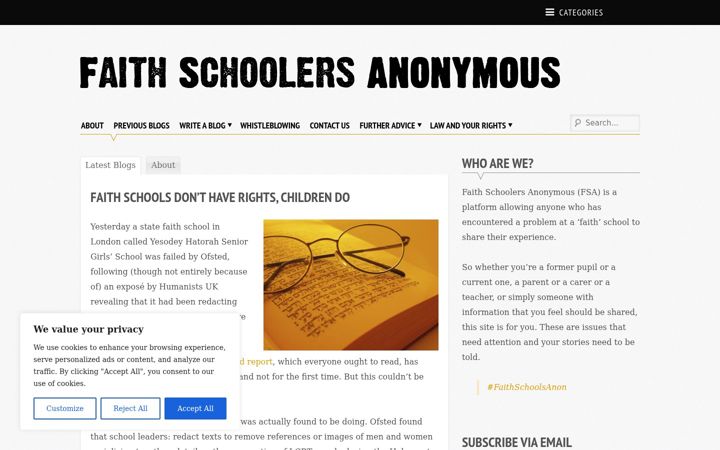 Zrzut ekranu faithschoolersanonymous.uk