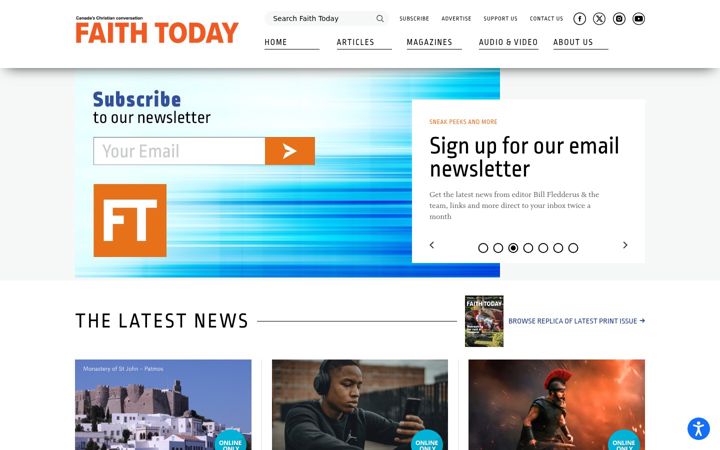 Screenshot of faithtoday.ca