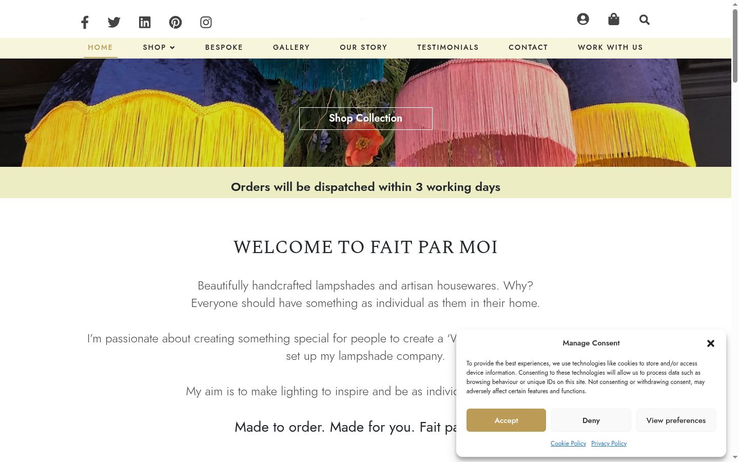 Screenshot of the consent banner shown before any interaction