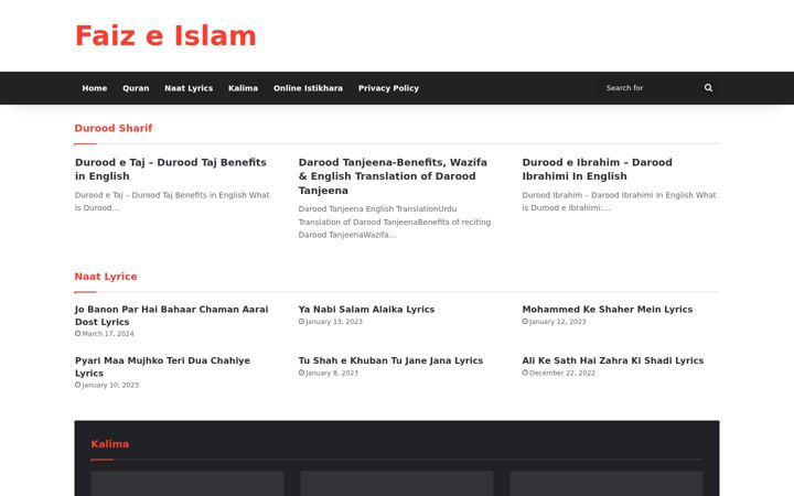 Skärmbild av faizeislam.net