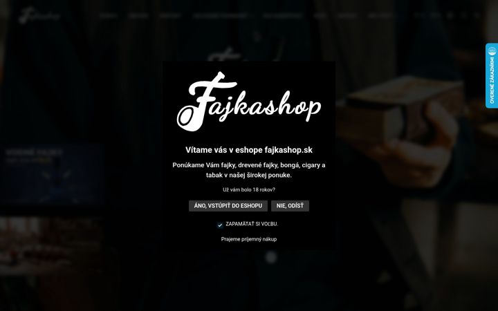 Screenshot of fajkashop.sk