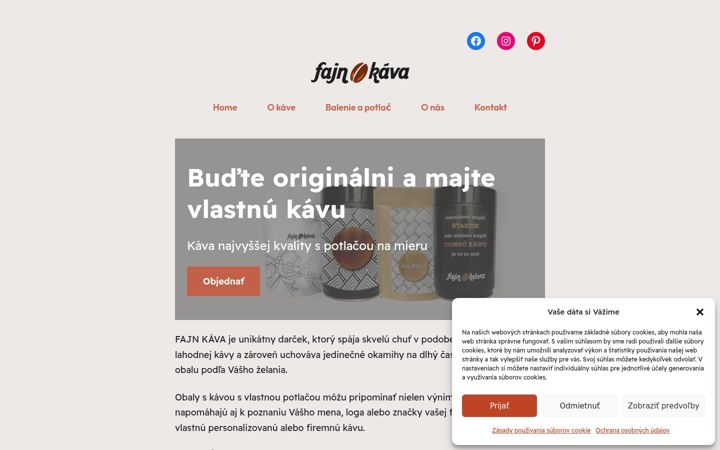 Screenshot of fajnkava.sk