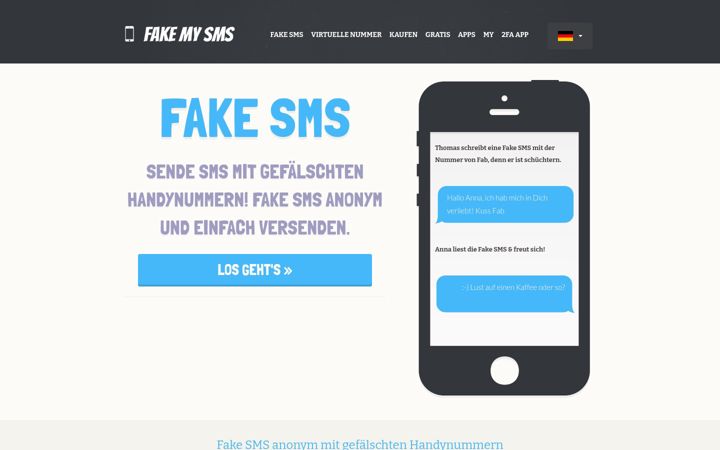 Screenshot of fakemysms.com
