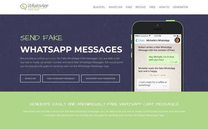 Screenshot of fakewhats.com