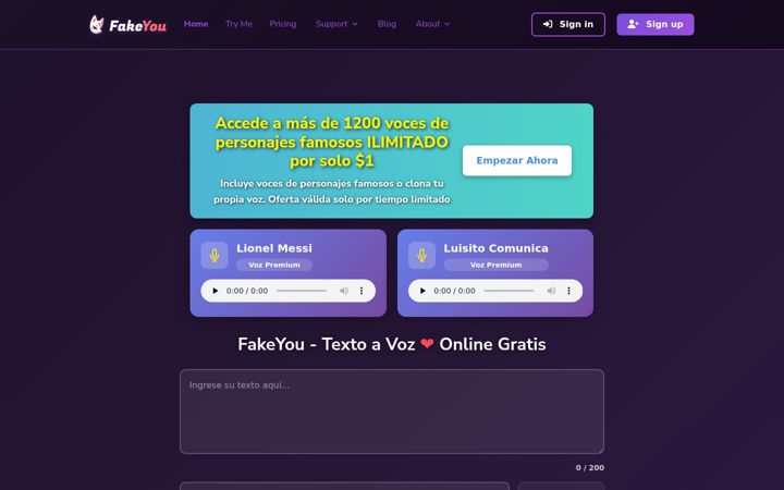 Screenshot of fakeyou.online