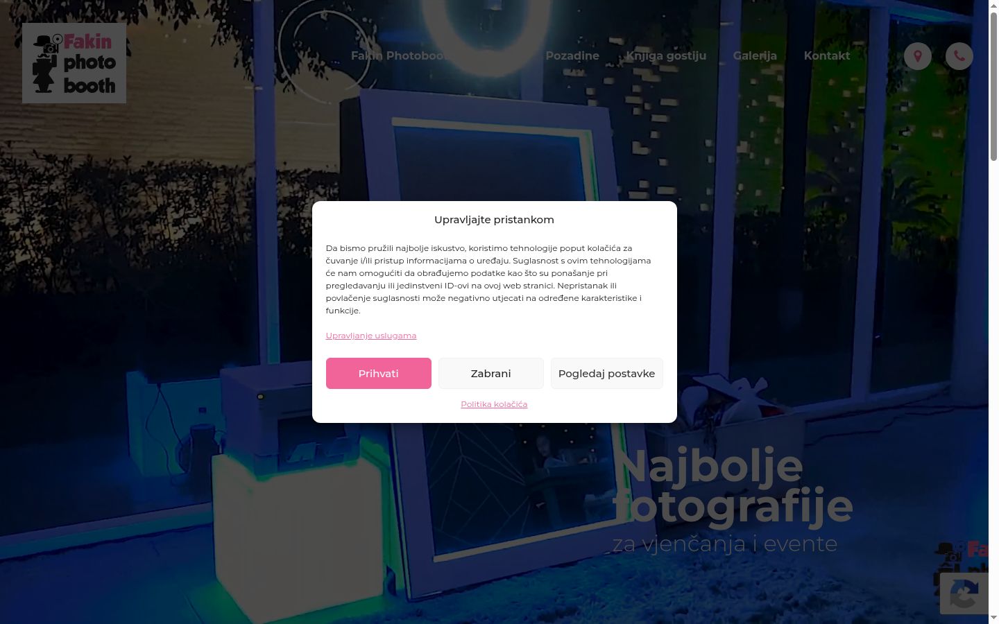 Screenshot del banner di consenso mostrato prima di qualsiasi interazione