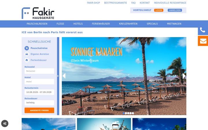 Screenshot of fakir-reisen.de