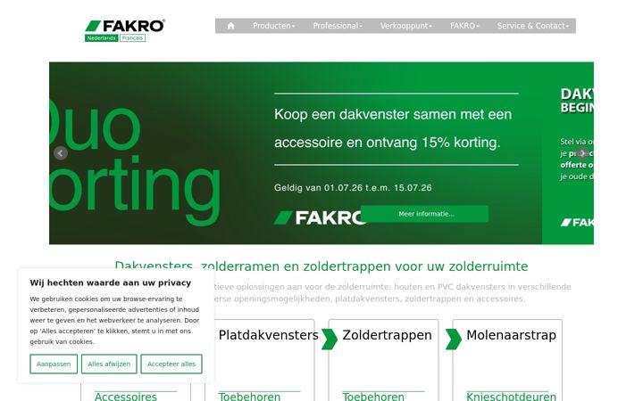 Captura de pantalla de fakro.be