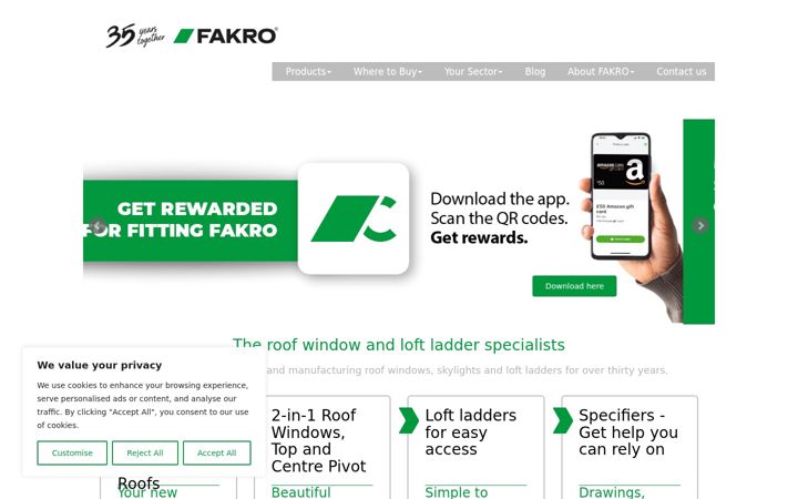 Screenshot stránky fakro.co.uk