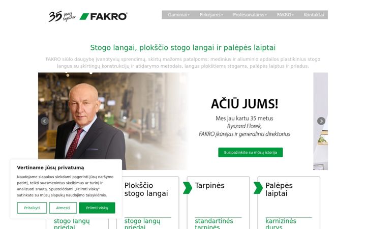 Snímek obrazovky fakro.lt