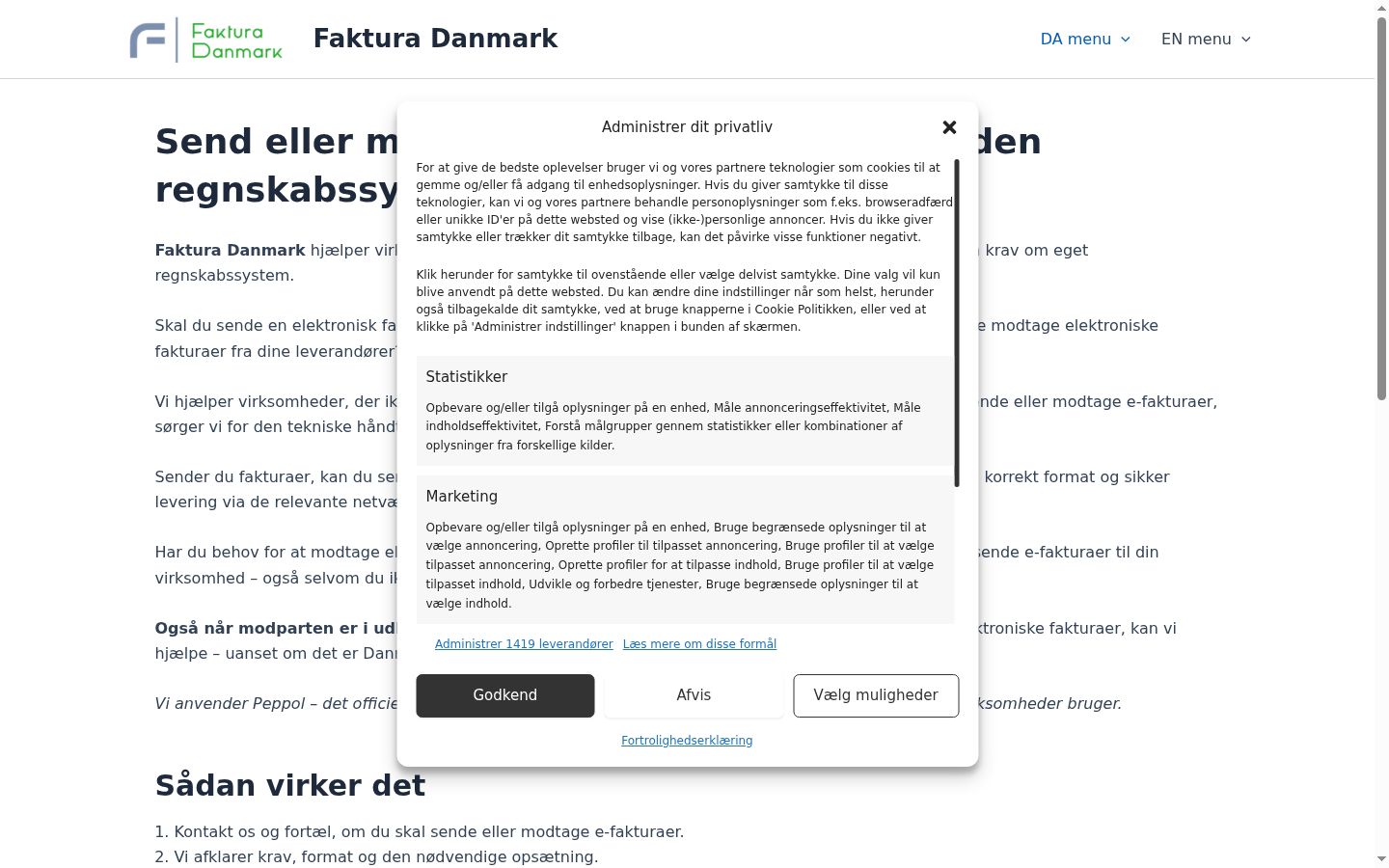 Screenshot del banner di consenso mostrato prima di qualsiasi interazione