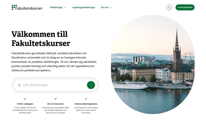 Screenshot of fakultetskurser.se