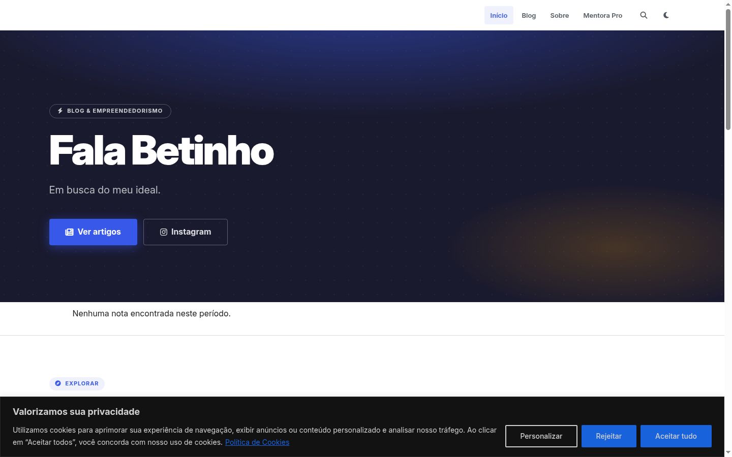 Screenshot of the consent banner shown before any interaction