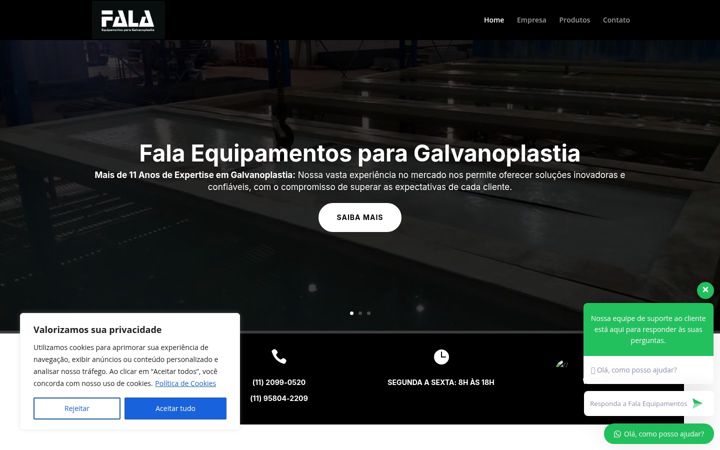 Snímek obrazovky falaequipamentos.com.br