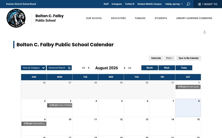 Screenshot of falby-calendar.ddsb.ca