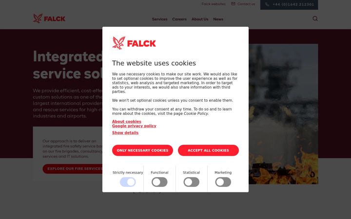 Screenshot of falck.co.uk
