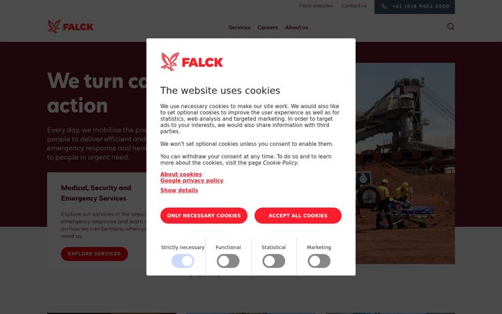 Screenshot ta' falck.com.au