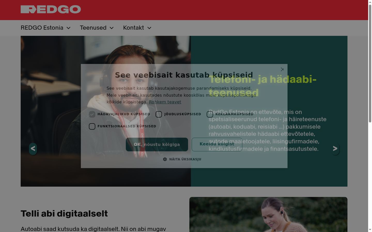 Snímka obrazovky banera súhlasu zobrazeného pred akoukoľvek interakciou