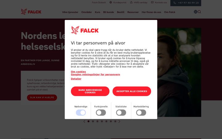 Screenshot of falck.no
