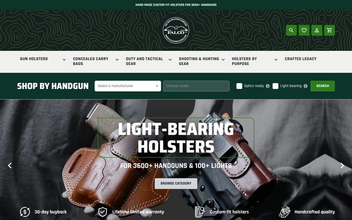 Screenshot of falcoholsters.com