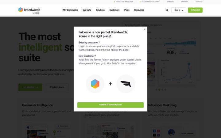 Screenshot of falcon.io