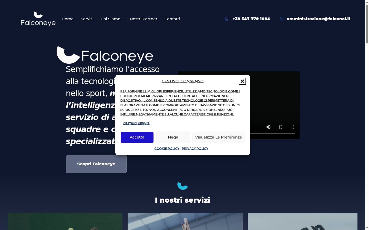 Screenshot del banner di consenso mostrato prima di qualsiasi interazione