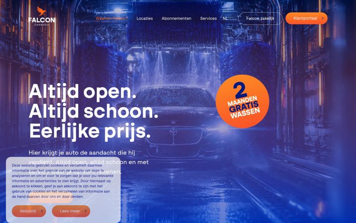 Screenshot of falconcarwash.nl