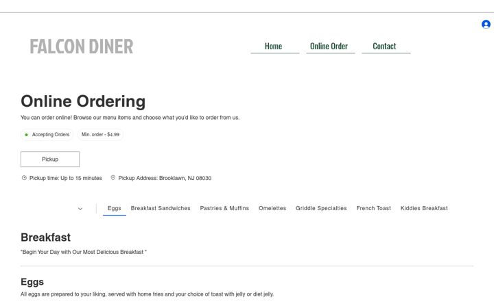 Screenshot of falcondiner.com