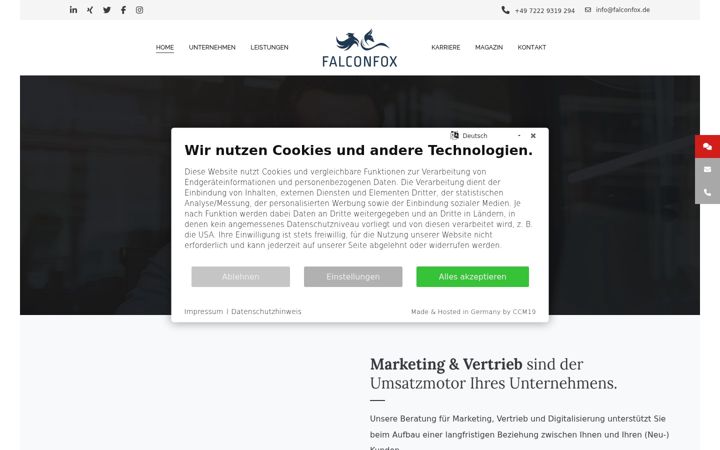 Screenshot von falconfox.de