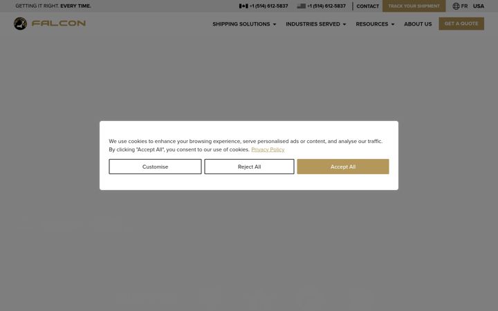 Screenshot of falconfreight.ca