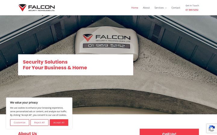 Skærmbillede af falconsecurity.ie