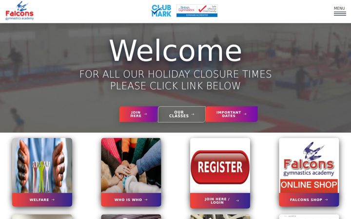 Screenshot of falconsgymnastics.co.uk