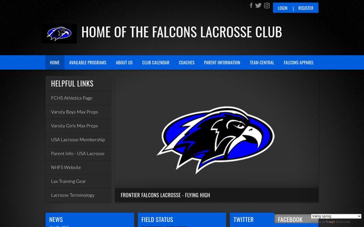 Screenshot of falconslacrosse.club