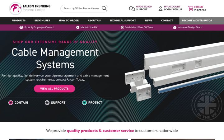 Screenshot of falcontrunking.co.uk