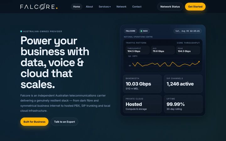 Screenshot ta' falcore.com.au