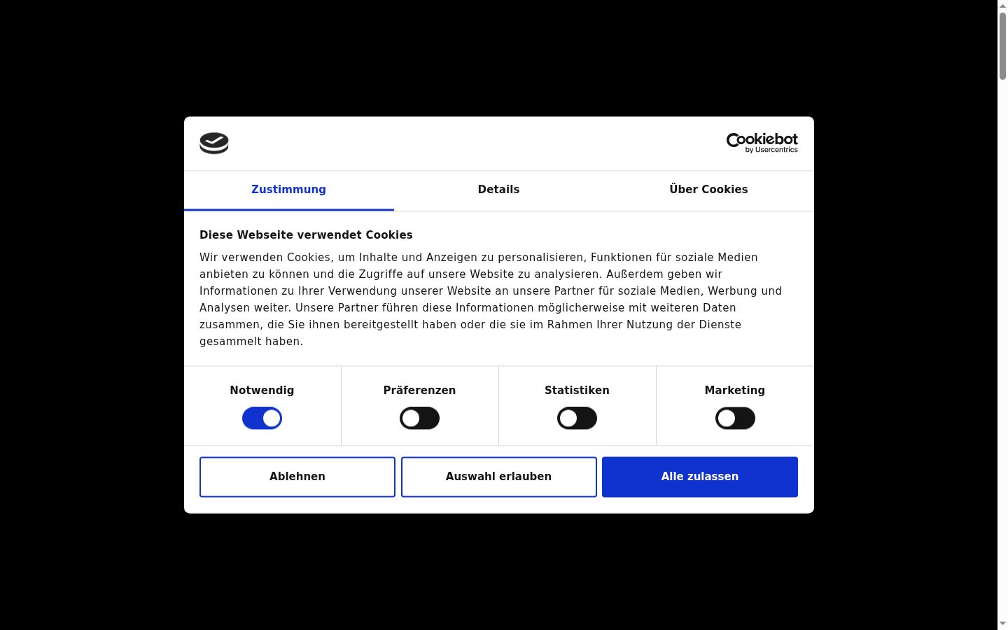 Screenshot of the consent banner shown before any interaction