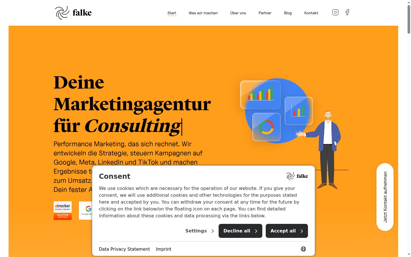 Screenshot of the consent banner shown before any interaction