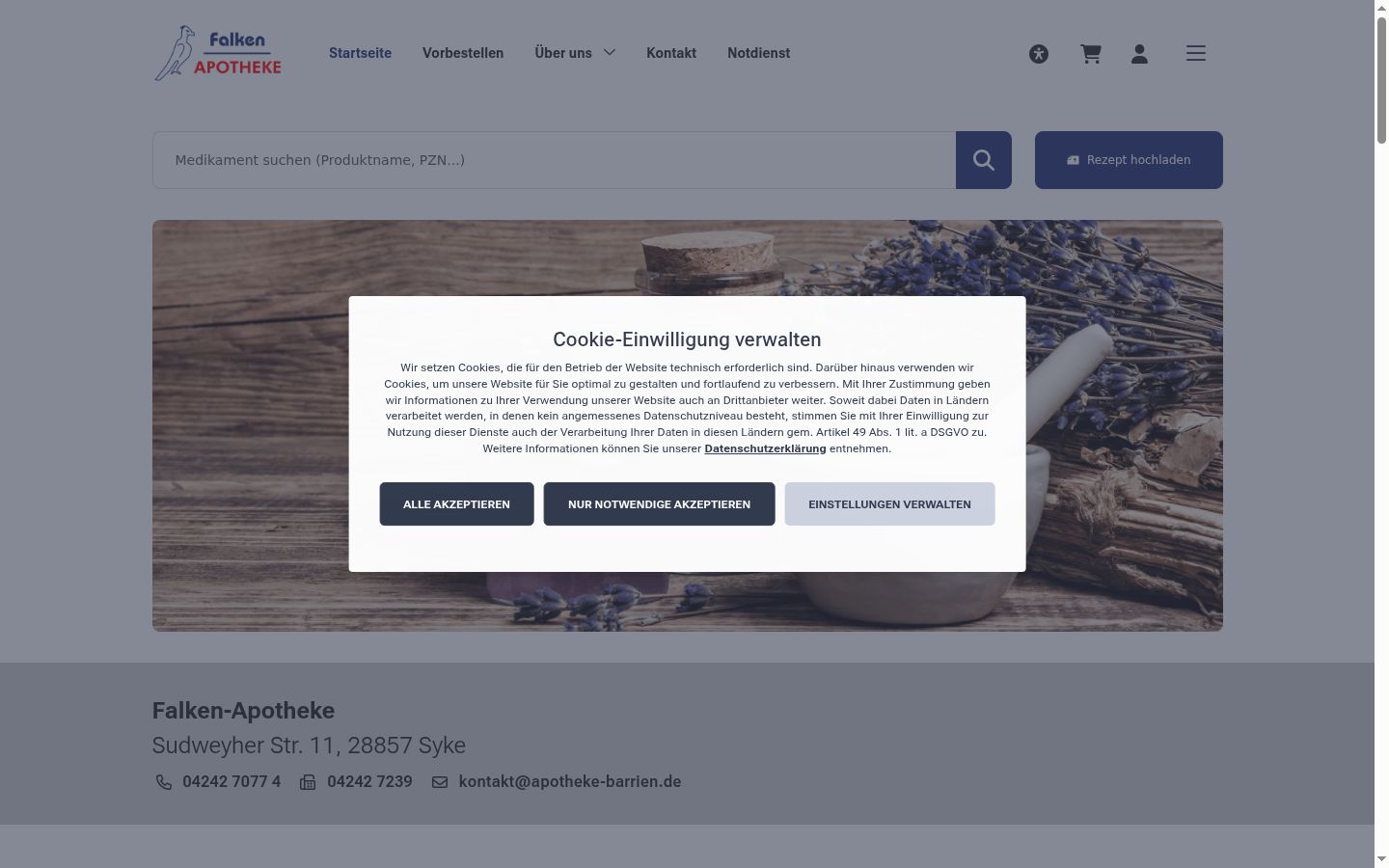 Screenshot of the consent banner shown before any interaction