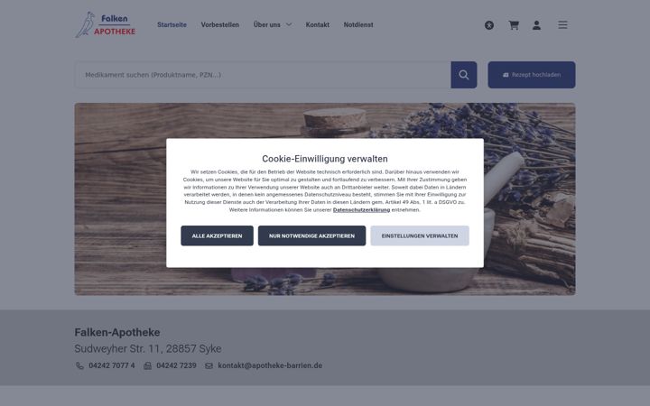 Screenshot of falken-apotheke-barrien.de