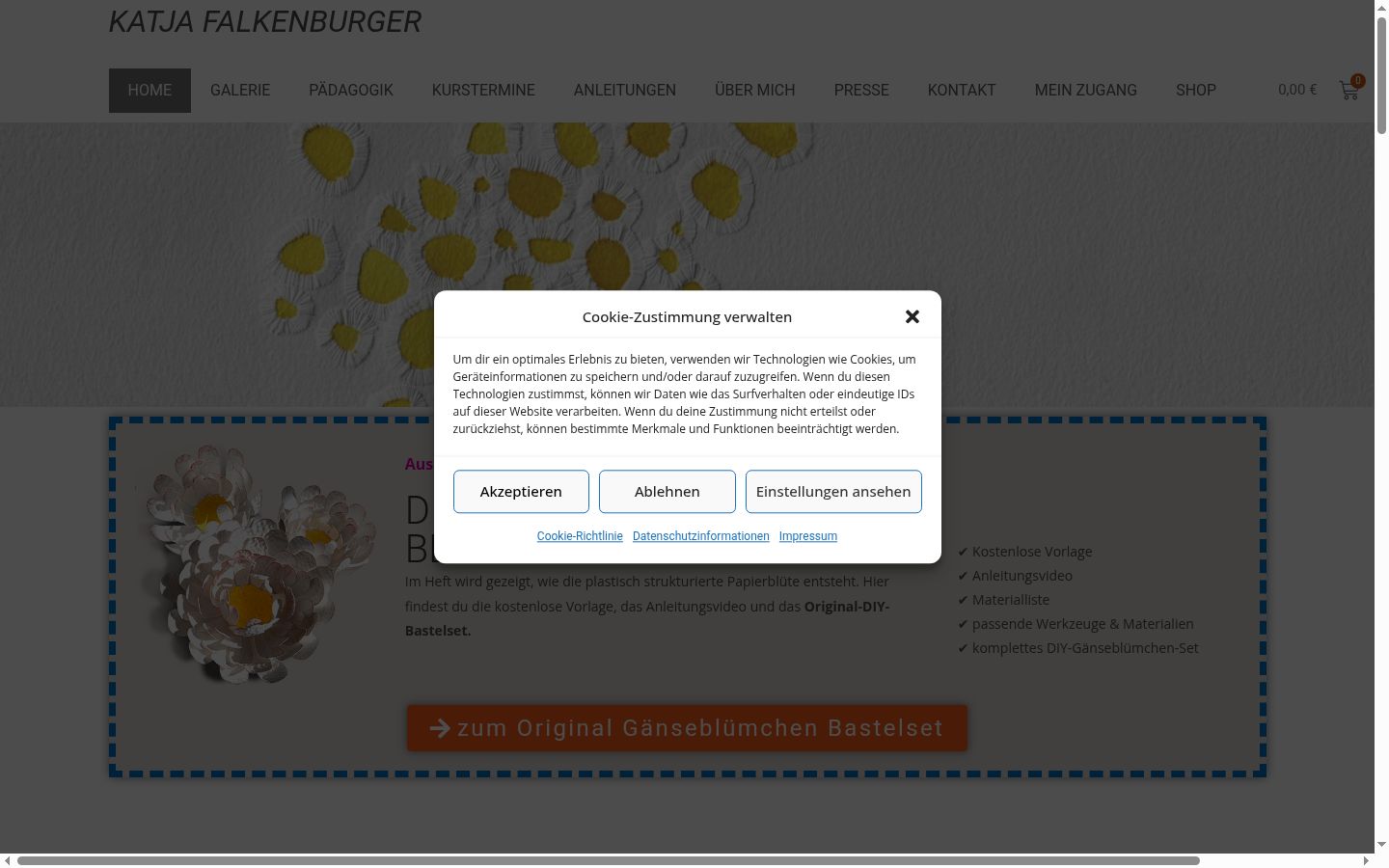 Captura de pantalla del banner de consentimiento mostrado antes de cualquier interacción