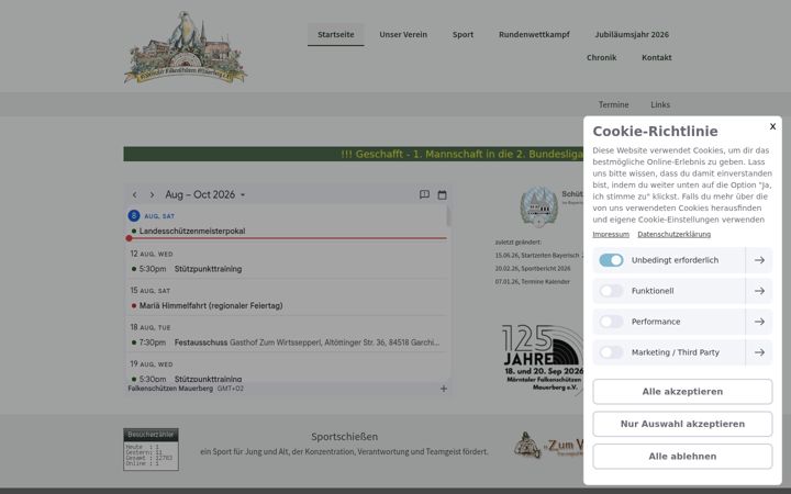 Screenshot of falkenschuetzen-mauerberg.de