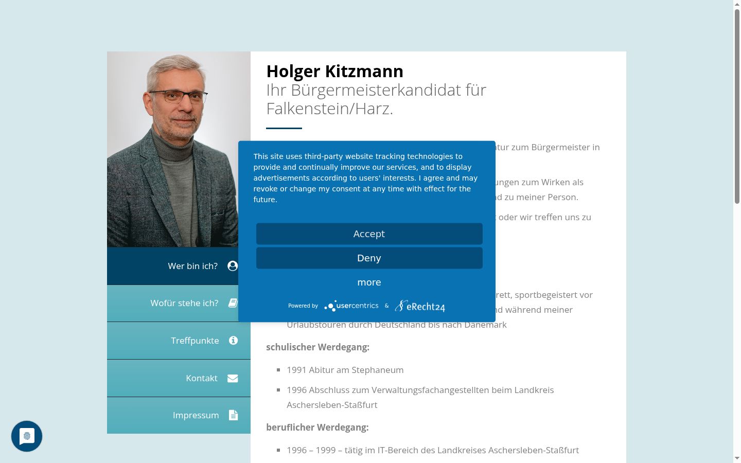 Screenshot of the consent banner shown before any interaction