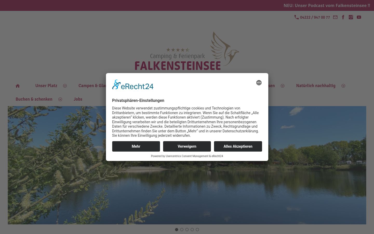 Capture d'écran de la bannière de consentement affichée avant toute interaction