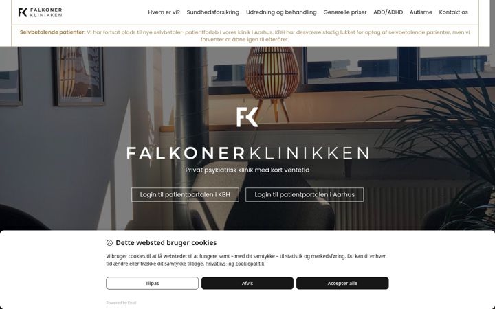 Screenshot of falkonerklinikken.dk