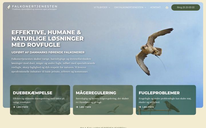 Screenshot of falkonertjenesten.dk