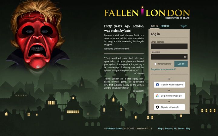 Screenshot of fallenlondon.com