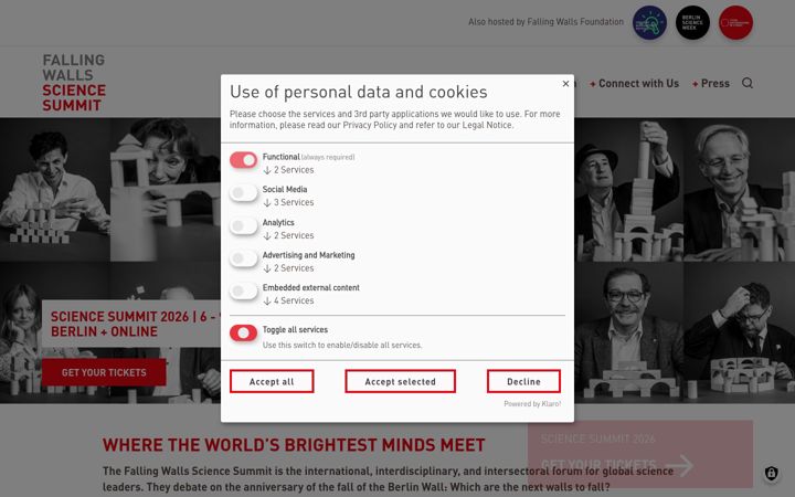 Screenshot of falling-walls.com