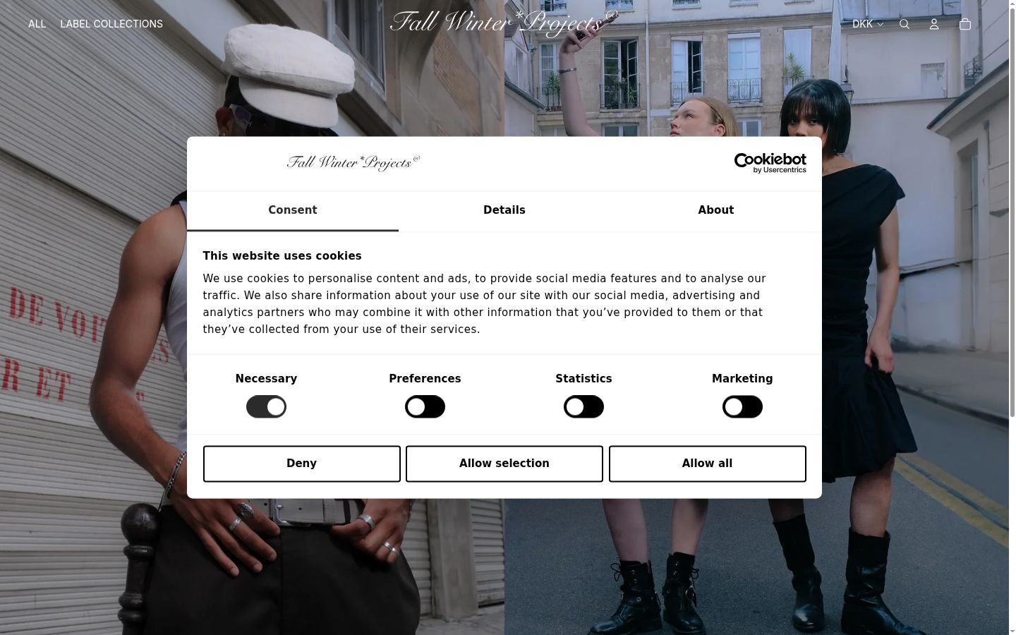 Screenshot of the consent banner shown before any interaction