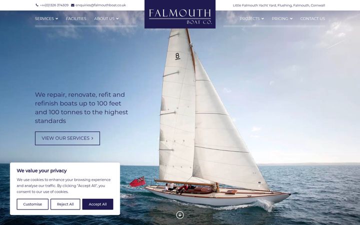 Screenshot of falmouthboat.co.uk