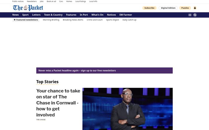 Screenshot of falmouthpacket.co.uk